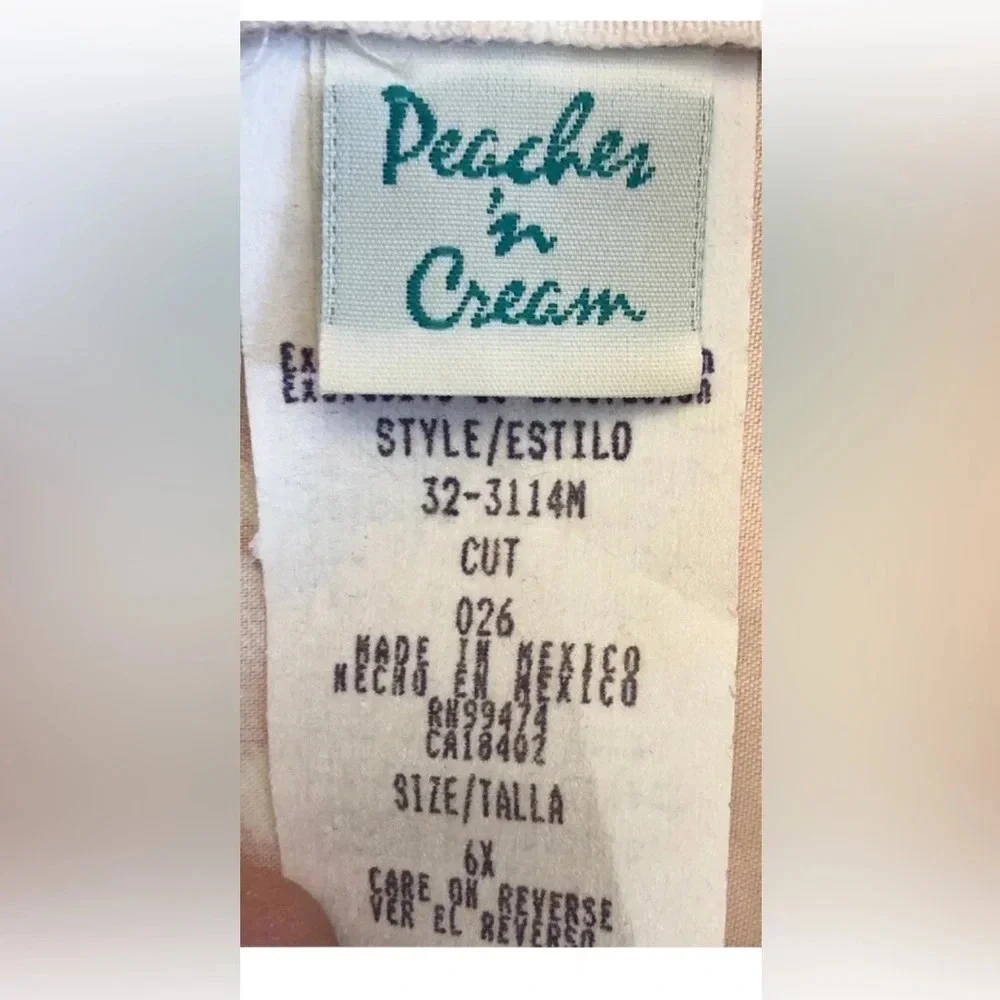 Vintage Peaches’n Cream Girls Red White Polka Dot Dress Tulip Appliqué Sz 6x - Picture 3 of 3